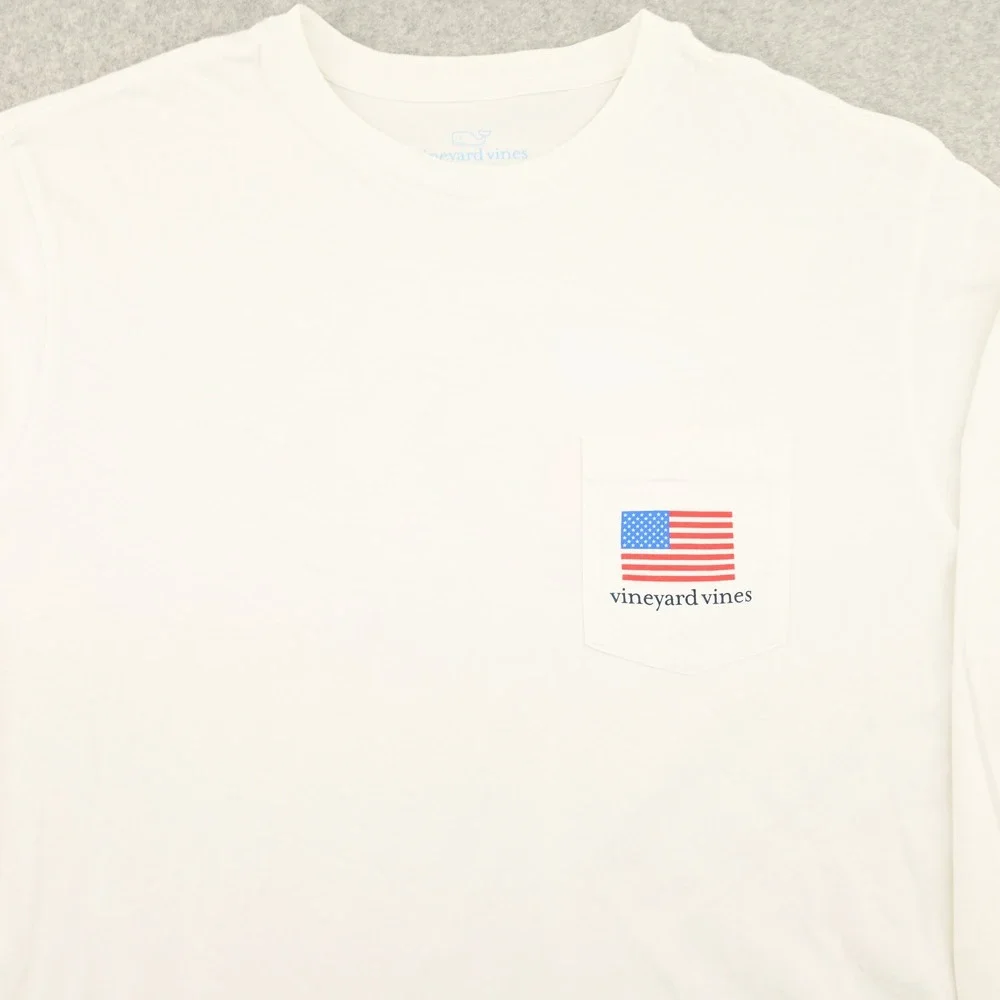 100% Cotton Vineyard Vines Mens L Space Whale Astronaut Long Sleeve Pocket Tee